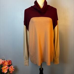 BKE Tri Color Cozy Sweater Turtleneck Longsleeve Women's Medium Artsy
